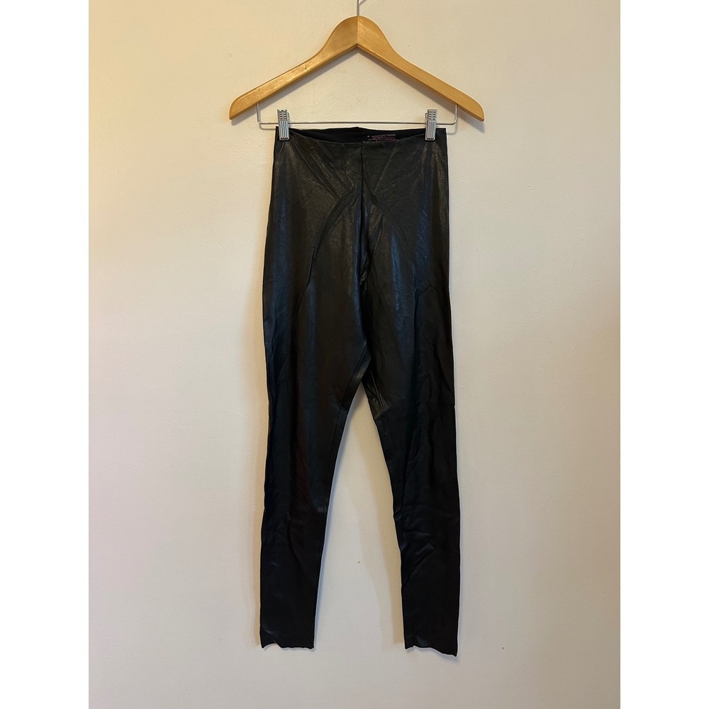 Commando Faux Leather Black High Rise Control Leggings | Size Medium